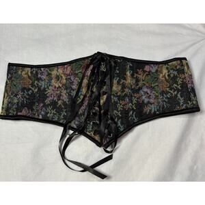 Scarlet Darkness 14 Bones Renaissance Floral Print Corset Belt Adjustable 16 XL